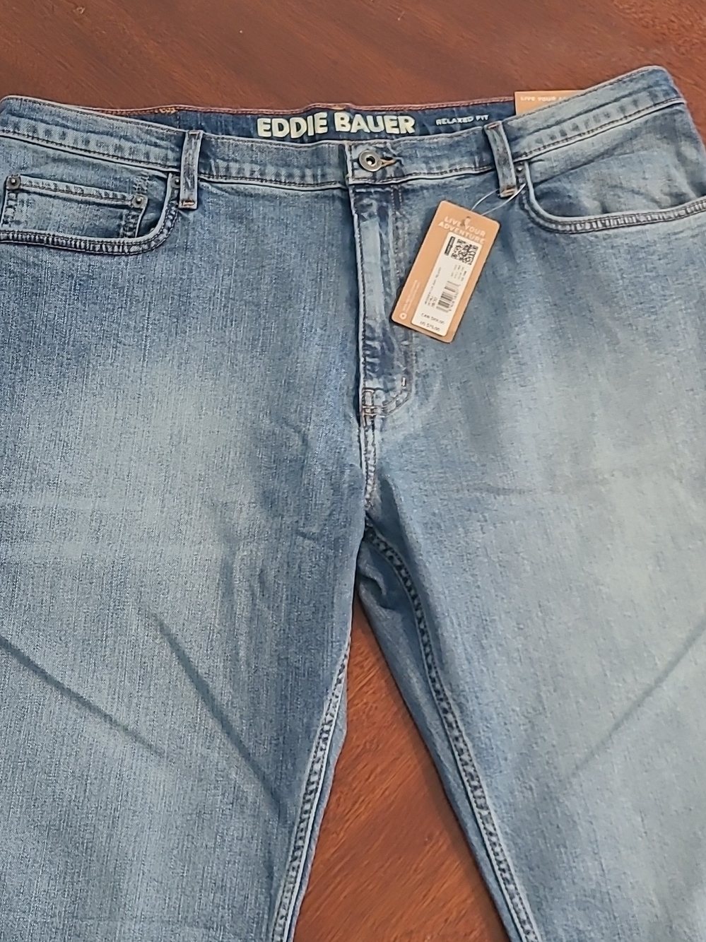 Eddie Bauer Mr. Eddie's Flex Men Relaxed Fit Straight Blue Medium Wash Denim NWT